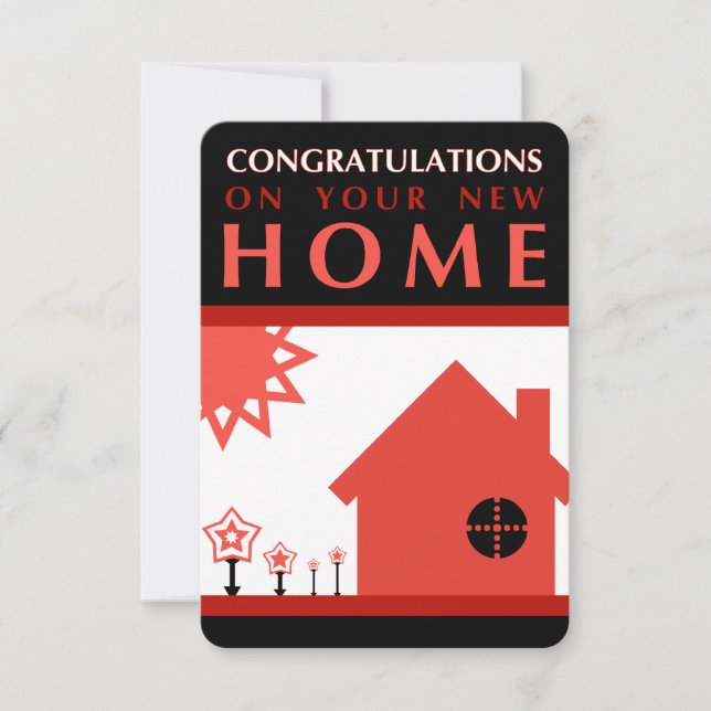 congratulations on your new home (red shapes) invitation (Front)