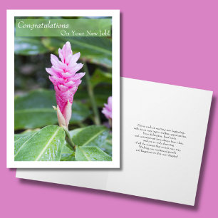 Congratulations On Your New Job Pink Ginger Flower Card