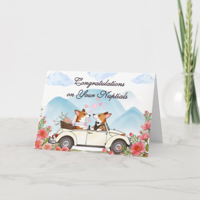 Congratulations on Your Nuptials Married Corgis  Card (Front)