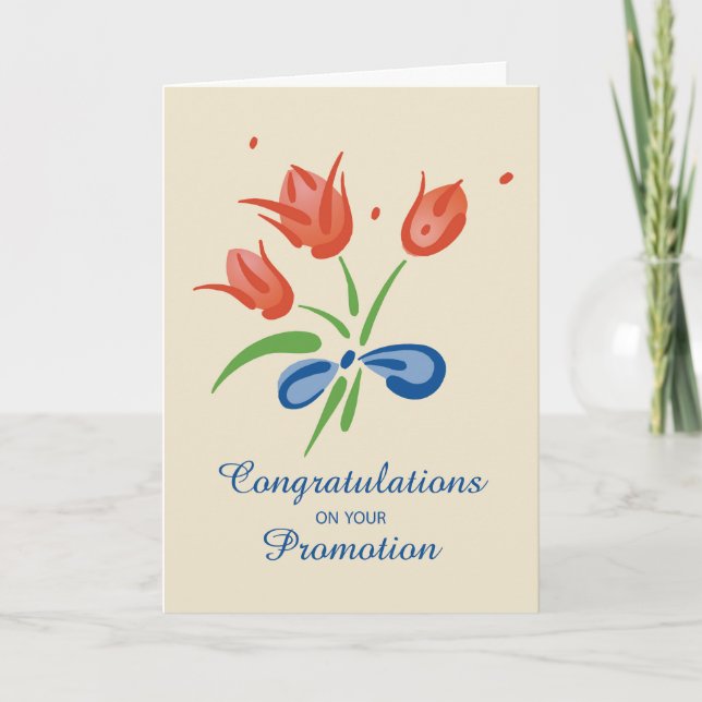 Congratulations on your Promotion Red Bouquet Card (Front)