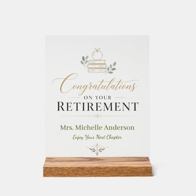 Congratulations On Your Retirement Custom Name Acrylic Sign (Front)