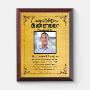 Congratulations on your Retirement Custom Photo Aw Award Plaque