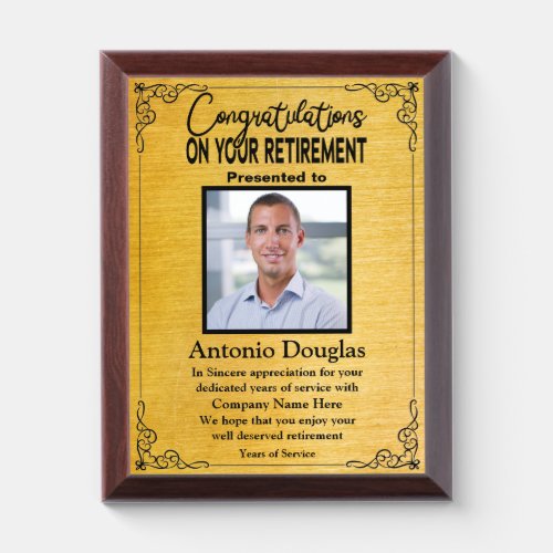 Congratulations on your Retirement Custom Photo Aw Award Plaque