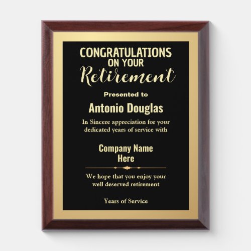 Congratulations on your Retirement Gold & Black 