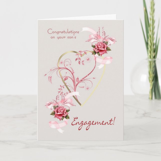 Congratulations on your son's engagement Roses And Card (Front)
