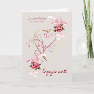 Congratulations on your son's engagement Roses And Card