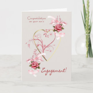 Congratulations on your son's engagement Roses And Card