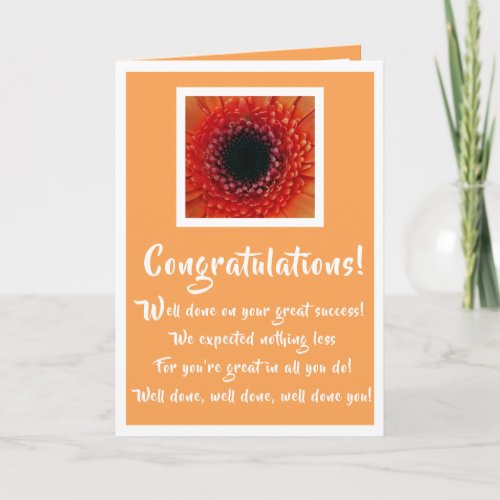 Congratulations on your success card