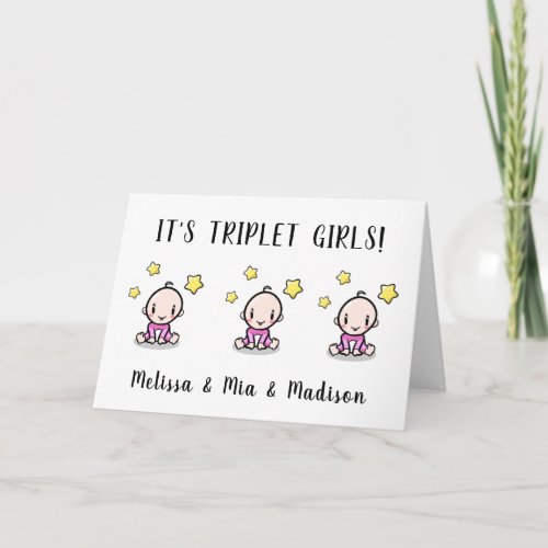 congratulations on your triplet girls card 