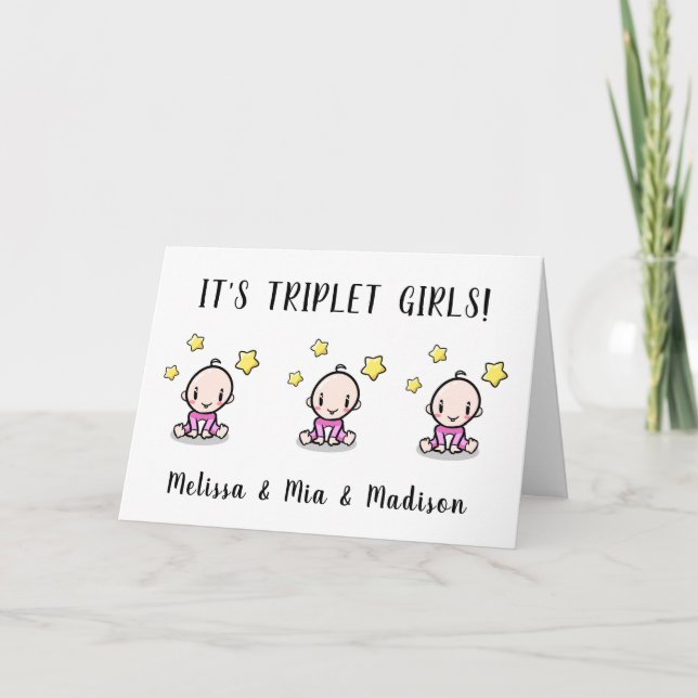 congratulations on your triplet girls, card  (Front)