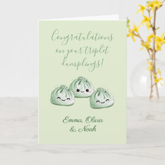 Congratulations On Your Triplets, Cute Dumplings Card