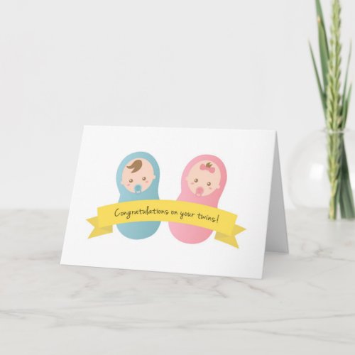 Congratulations on your twins Baby Boy and Girl Card