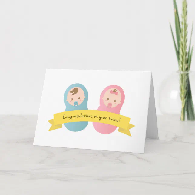 Twins Greeting Card From Penguins - Congratulations - Unisex Card