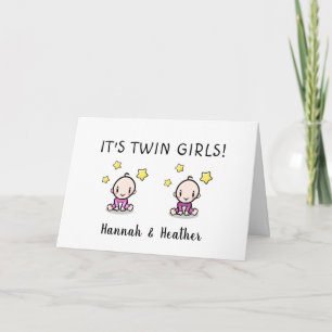 Congratulations On Your Twins, With Names, Custom  Card
