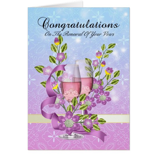 congratulations on your vow renewal with flowers card Zazzle