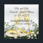 Congratulations on Your Wedding Day- White Roses Magnet<br><div class="desc">Wedding Day Magnet. Congratulations on Your Wedding Day Keepsake for the Bride and Groom. Personalize it with the date and your own saying. If needed, you can remove the text and start fresh adding whatever text and font you like. ✔Note: Not all template areas need changed. 📌If you need further...</div>