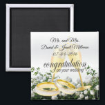 Congratulations on Your Wedding Day- White Roses Magnet<br><div class="desc">Wedding Day Magnet. Congratulations on Your Wedding Day Keepsake for the Bride and Groom. Personalize it with the date and your own saying. If needed, you can remove the text and start fresh adding whatever text and font you like. ✔Note: Not all template areas need changed. 📌If you need further...</div>