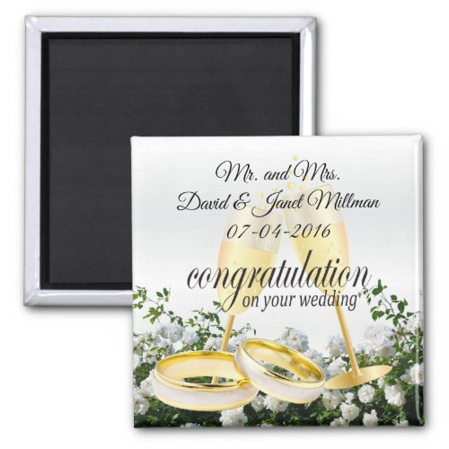 Congratulations on Your Wedding Day_ White Roses Magnet