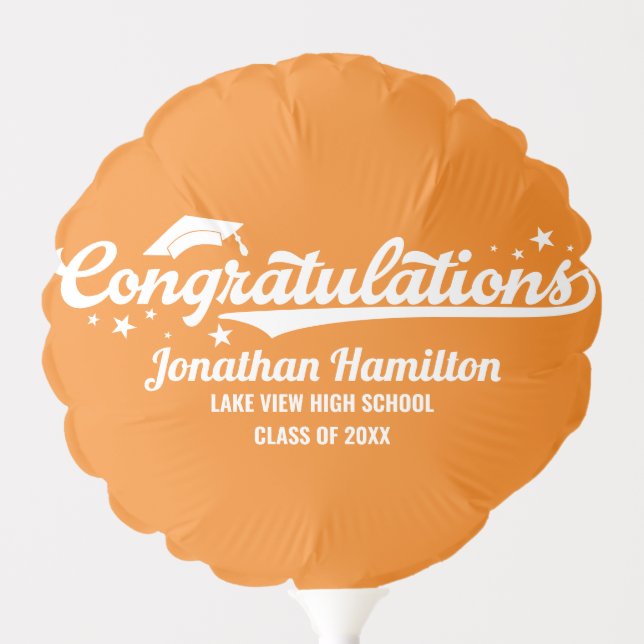 Congratulations Orange Graduation Party Balloon (Front)