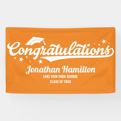 Congratulations Orange Graduation Party Banner