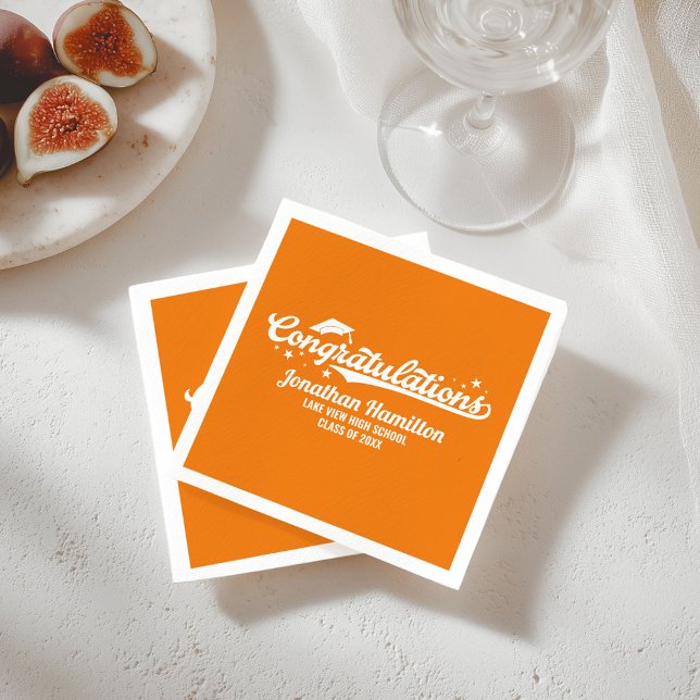 Congratulations Orange Graduation Party Napkins (Creator Uploaded)