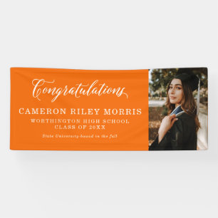 Congratulations orange graduation photo banner