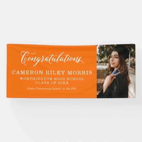 Congratulations orange graduation photo banner