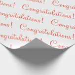 Congratulations Orange Script  Wrapping Paper<br><div class="desc">Congratulations!  Orange wrapping paper for a graduation,  wedding,  bridal shower,  baby shower,  promotion,  new baby boy,  etc.  Simple design.</div>