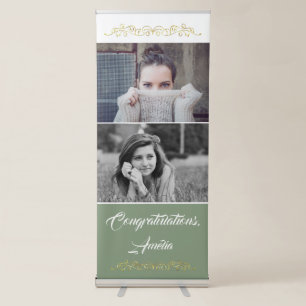 Congratulations Ornament 2 Photo Graduation  Retractable Banner