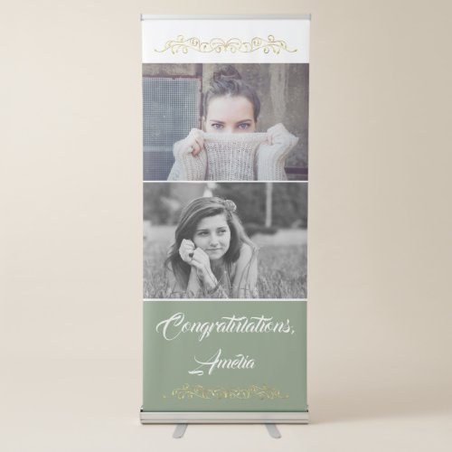 Congratulations Ornament 2 Photo Graduation  Retractable Banner