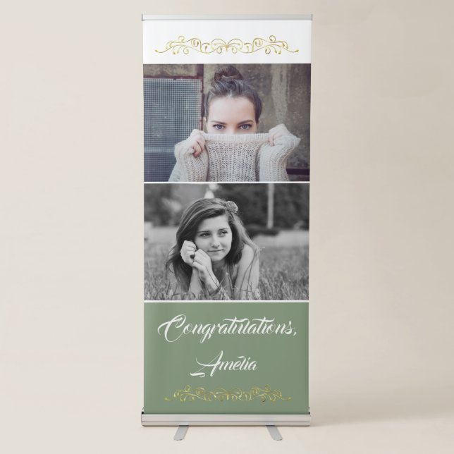 Congratulations Ornament 2 Photo Graduation  Retractable Banner (Front)