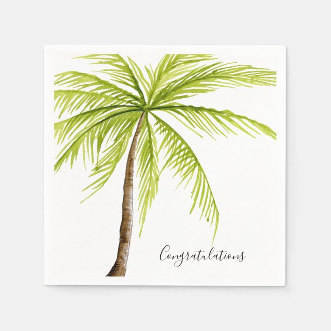 Congratulations Palm Tree Custom Island Beach Napkins (Front)