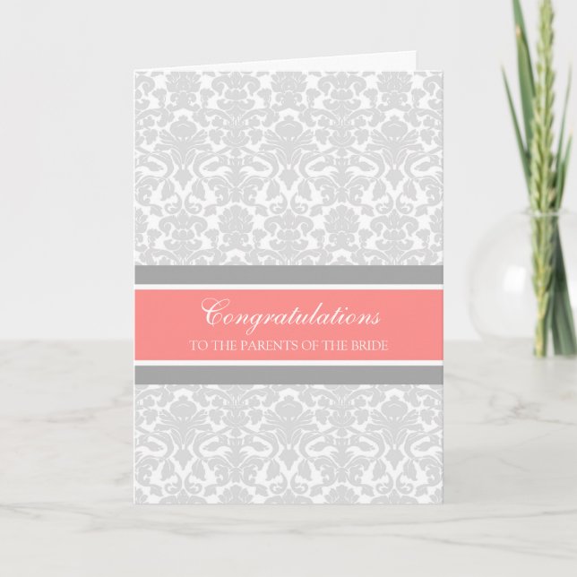 Congratulations Parents of the Bride Coral Gray Card (Front)