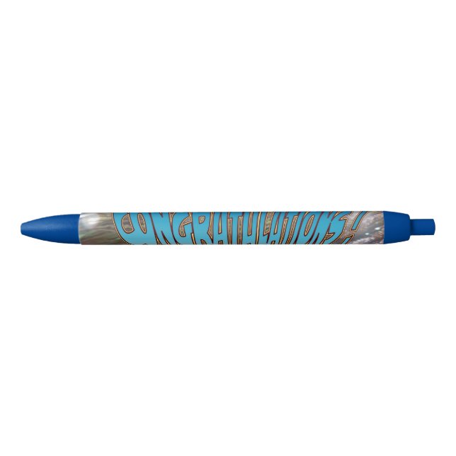 Congratulations Peacock Blue Graduation Pen (Front)