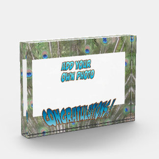 Congratulations Peacock F. Blue Cust. Photo Block