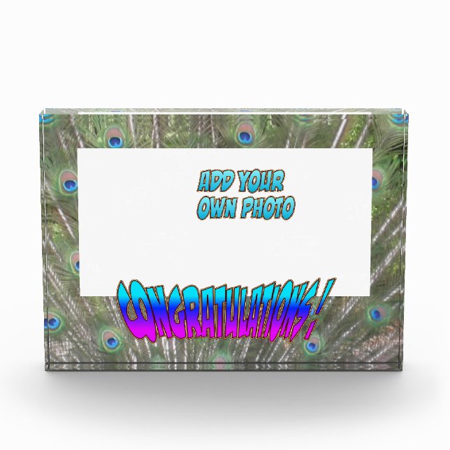 Congratulations Peacock F. Cust. Color Photo Block (Front)
