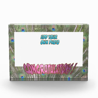 Congratulations Peacock F. Pink Cust. Photo Block