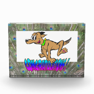 Congratulations Peacock Feathers Color Photo Block