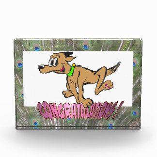 Congratulations Peacock Feathers Pink Photo Block