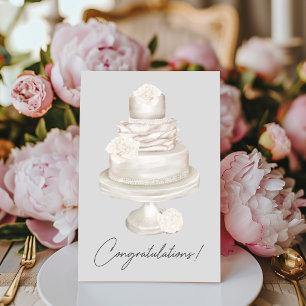 Congratulations Pearl Peony Wedding Cake Card