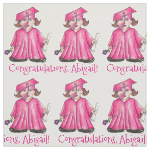Congratulations Personalized Graduation Cap Gown Fabric
