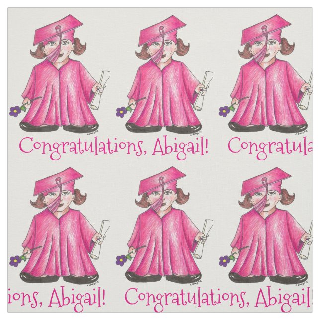 Congratulations Personalized Graduation Cap Gown Fabric (Swatch)