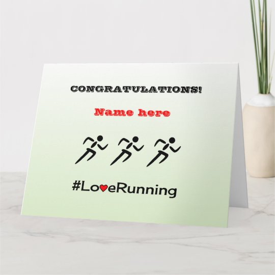 Congratulations personalized runner's card