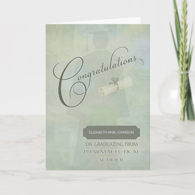 Congratulations Pharmaceutical Graduate with Name Card (Front)