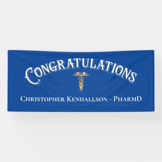Congratulations Pharmacist Caduceus Gold Grad Banner (Horizontal)