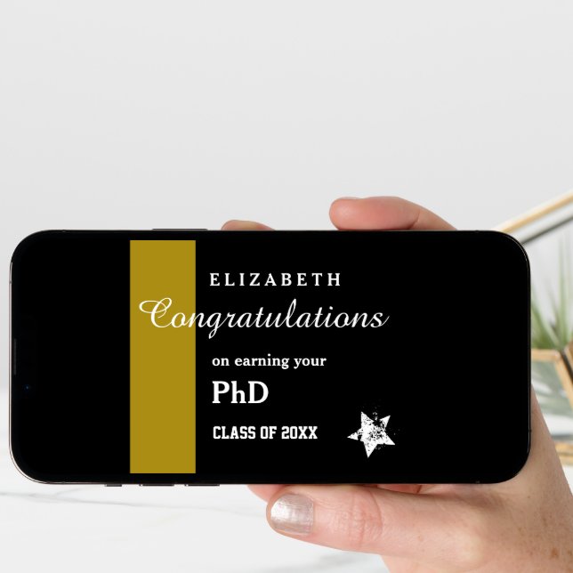 CONGRATULATIONS PHD Degree Gold Stripe A0Ag Card (Front Digital)