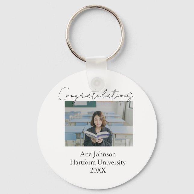 Congratulations photo graduate name university yea keychain (Front)