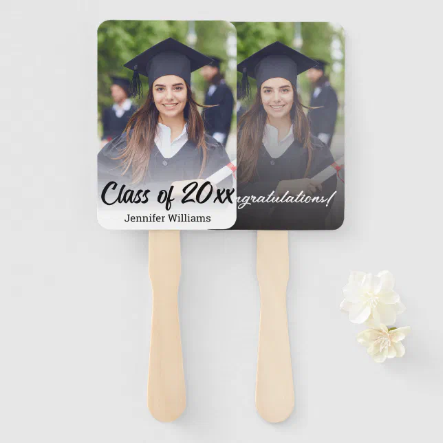 congratulations photo graduation elegant stylish hand fan | Zazzle