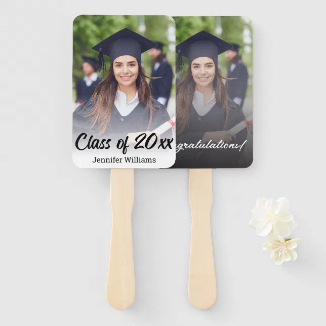 congratulations photo graduation elegant stylish hand fan | Zazzle