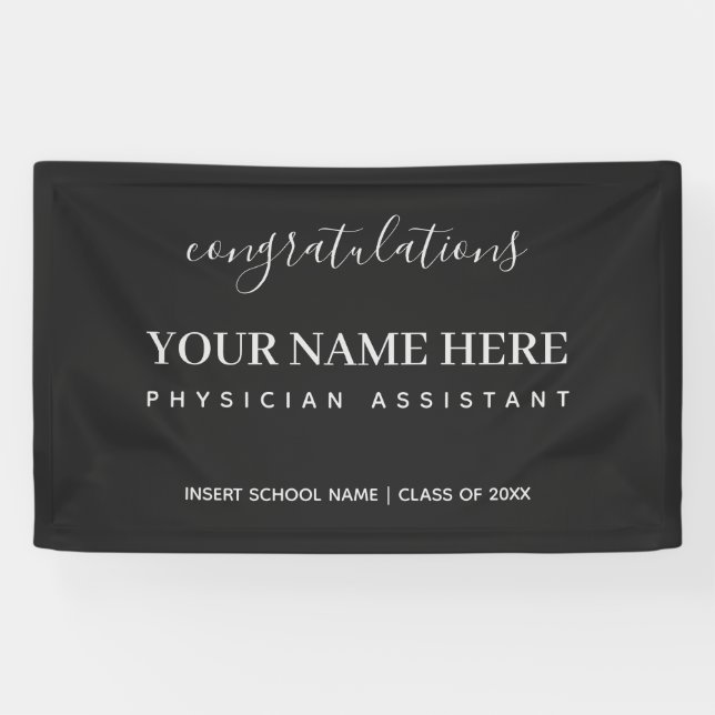Congratulations Physician Assistant PA Graduation Banner (Horizontal)